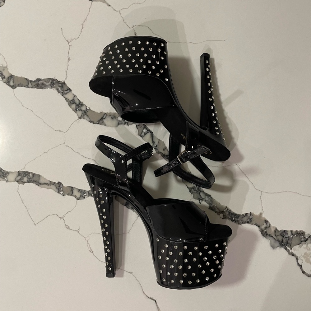 Platform Pleaser rhinestones stilettos